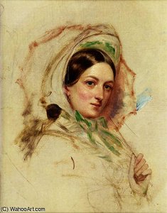 Study Of Miss Mortimer Holding A Parasol — William Powell Frith