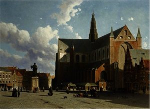 A View Of The Grote Markt With The Sint Bavo, Haarlem — Jan Weissenbruch