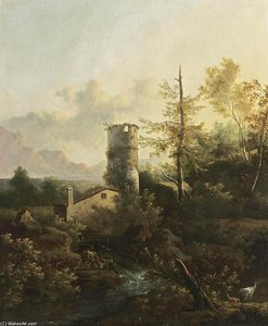 Mountainous Wooded River Landscape — Frederick De Moucheron