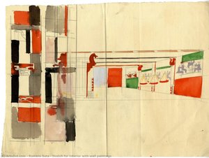Sketch For Interior With Wall Paintings — Romans Suta