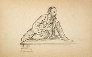 Man Sitting On Table — John Ottis Adams