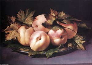 Still-life with Peaches and Fig-leaves