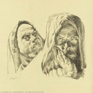 Two Male Heads With Tallit — Ludwig Meidner, Expressionism