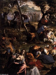 The Jews In The Desert (detail) — Jacopo Tintoretto, Baroque