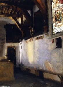 Interior With Stained-glass Window — John Singer Sargent