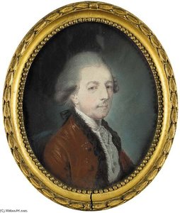Portrait Of A Gentleman, Half-length, In A Brown Coat With Fur Trim; And Portrait Of A Gentleman, Half-length, In A Red Coat And White Waistcoat — Hugh Douglas Hamilton