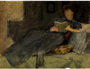 Anna D. Weir On The Sofa At Branchville — Julian Alden Weir