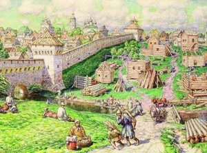 Market In Moscow, Xvii Century — Apollinari Vasnetsov