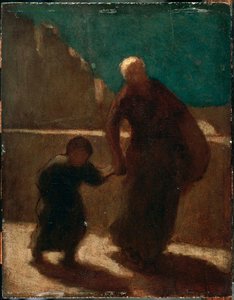 On A Bridge At Night — Honoré Daumier