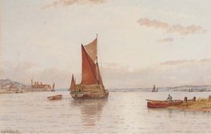 A Loaded Timber Barge On The Medway — George Stanfield Walters