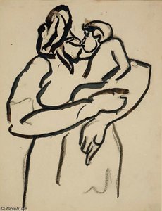 Woman And Child Kissing — Henri Gaudier-brzeska