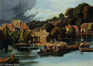 Wallingford Castle In During Bridge Repairs — William Havell