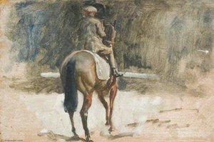 A Lad Exercising A Racehorse — Sir Alfred James Munnings