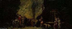 Meeting Place Of The Hunt — Adolphe Joseph Thomas Monticelli
