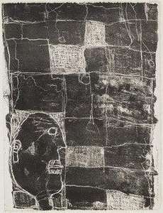 Profile Of A Man's Head In Front Of A Wall (tête D'homme De Profil Devant Un Mur) From The Supplementary Suite For The Book Les Murs By Eugène Guillevic — Jean Philippe Arthur Dubuffet