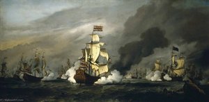 The 'gouden Leeuw' At The Battle Of The Texel, 21 August 1673 — Willem Van De Velde The Elder