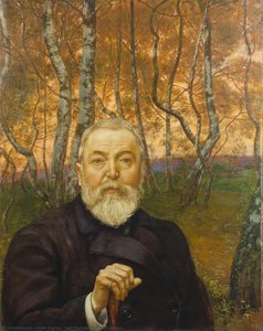 Self-portrait In A Birch Grove — Hans Thoma, Romantic Landscape Painting