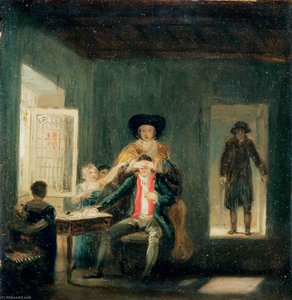 Interior With Couple And Children Playing — Joseph Clover