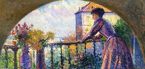 Paris, Rue Cortot, Madame Luce On The Balcony — Maximilien Luce
