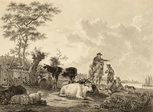 Landscape With Cattle, Sheep, And Herders — Jacob Van Strij Dordrecht