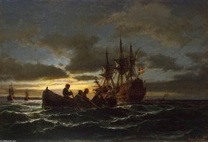 Sea At Night — Anton Melbye (daniel Herman Anton Melbye)