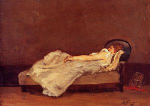 Mette Asleep On A Sova — Eugène Henri Paul Gauguin, Post-impressionism