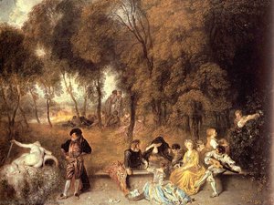 Merry Company In The Open Air — Jean-antoine Watteau