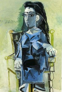 Jacqueline Sitting With Her Cat — Pablo Picasso