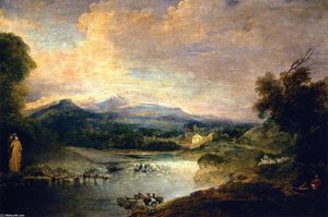 River Landscape — Jean-antoine Watteau, Rococo Style