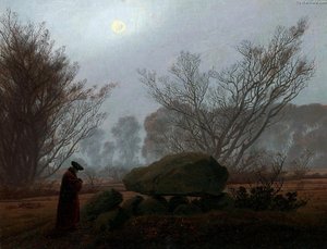 A Walk At Dusk — Caspar David Friedrich, Romantic Landscape Painting