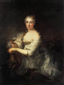 Portrait Of Unknown Woman As Hebe — Robert Le Vrac De Tournières, Rococo