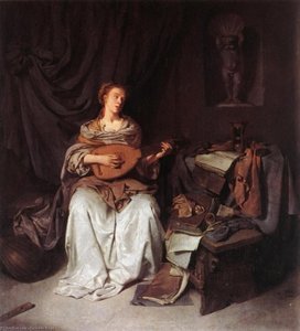 Woman Playing A Lute — Cornelis Pietersz Bega, Dutch Baroque