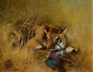 Tiger With Prey — Cuthbert Edmund Swan