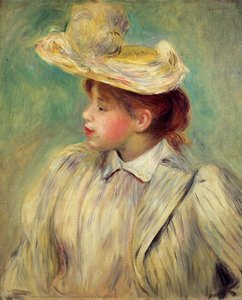 Young Woman In A Straw Hat — Pierre-auguste Renoir