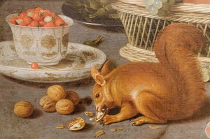 Still life with a squirrel and a parrot (detail)