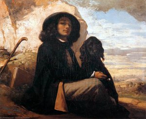 Self-portrait With A Black Dog — Gustave Courbet, Contemporary Realism