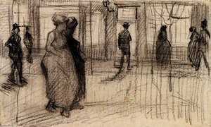 People Walking On A Street In The Evening — Vincent Willem Van Gogh