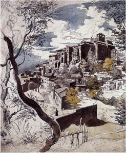View Of Olevano — Franz Theobald Horny, Romanticism