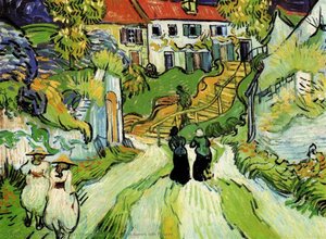 Village Street And Steps In Auvers With Figures — Vincent Willem Van Gogh, Post-impressionism