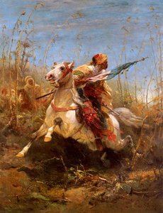 Arab Warrior Leading A Charge — Adolf Schreyer