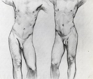 Torsos Of Two Male Nudes — John Singer Sargent, Realism Sketch