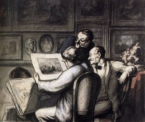 Trois Amateurs Devant La Revue Nocturne De Raffet Three Amateurs In Front Of The Night Review Of Raffet — Honoré Daumier