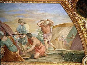 LA POESIE ET L'HISTOIRE CELEBRANT LES EXPLOITS DE ROME MUCIUS SCAEVOLA L'ENLEVEMENT DES SABINES LES DEPUTES DU SENAT APPORTANT LA POURPRE A CINCINNATUS LA CONTINENCE DE SCIPION