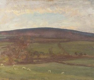 Withypool Hill, Exmoor, Sheep In The Foreground — Sir Alfred James Munnings