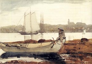 Gloucester Harbor And Dory — Winslow Homer, American Realism