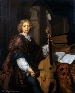 A youth with a viola da gamba.