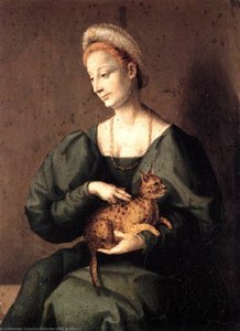 Woman With A Cat — Francesco D'ubertino Verdi (bacchiacca), Florentine Mannerist Style