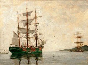 Timber Barque Off Pendennis — Henry Scott Tuke
