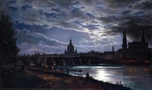 View Of Dresden In The Moonlight — Johan Christian Claussen Dahl