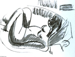 Reclining Nude In A Bathtub With Pulled On Legs — Ernst Ludwig Kirchner